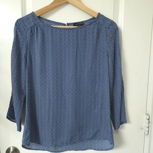 The Limited Blue Blouse Relaxed Fit 3/4 Sleeves